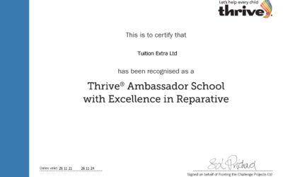 Tuition Extra’s Thrive Ambassador Award with Excellence in Reparative 2022